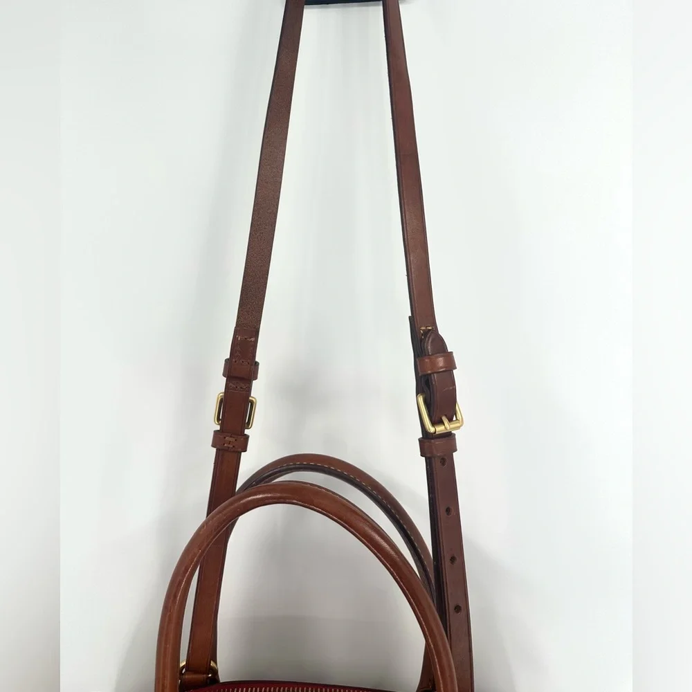 Vintage Dooney & Bourke Wilson Leather Satchel Handbag Purse, Forest Green/Tan - Picture 8 of 10